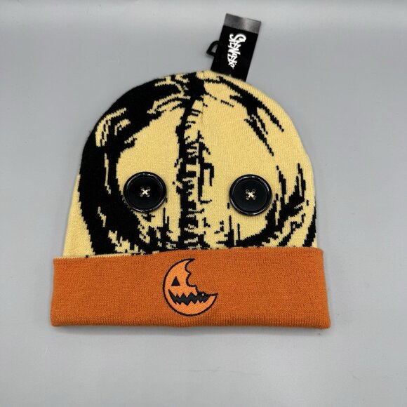 Trick 'r Treat Sam Button Eyes Cuff Beanie Hat NEW Spencer's - Picture 1 of 4